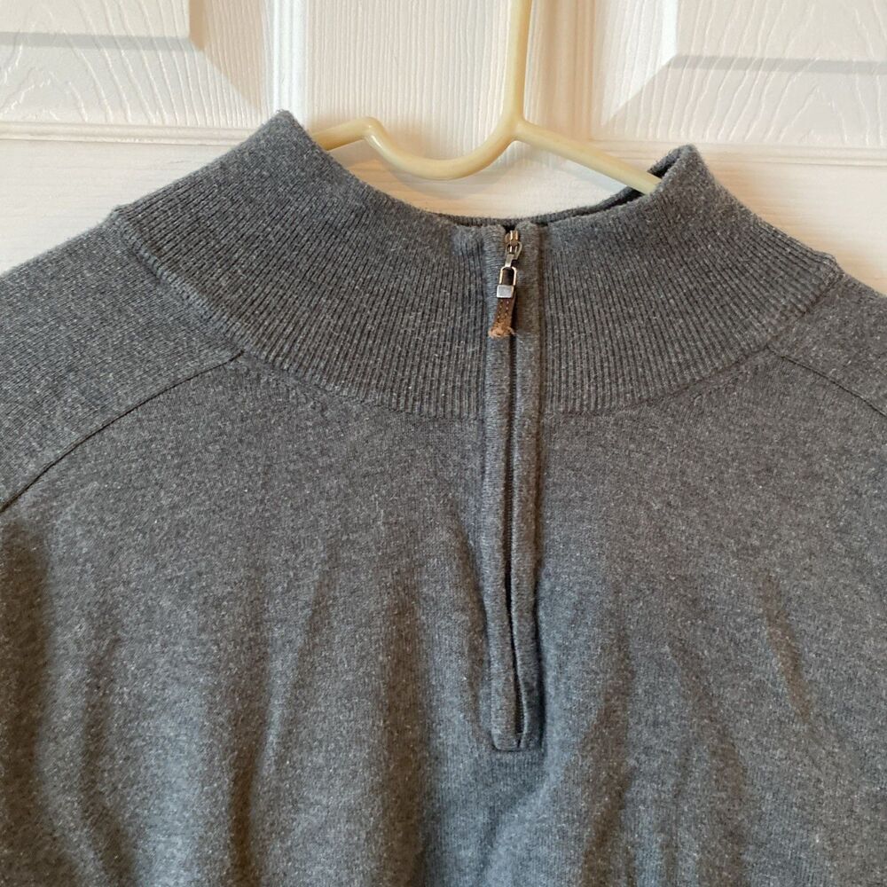 Eddie Bauer Sweater Men’s Size XL Grey 1/4 Zip High Neck Pullover - Picture 2 of 11